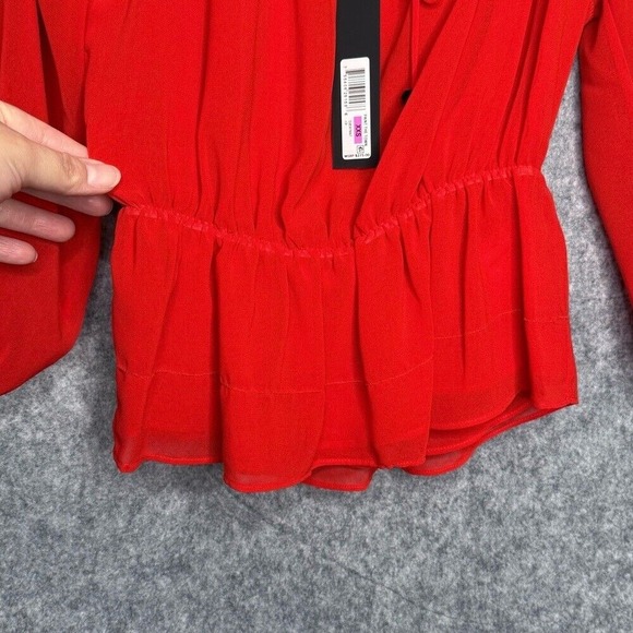NWT Donna Karan Women's Poet Blouse in Red- Sz XXS - Picture 4 of 9